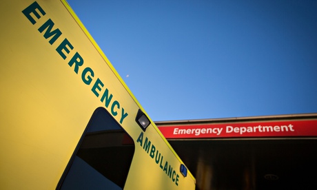 An abulance outside an A&E department