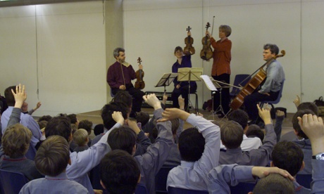Music education - the Emperor String Quartet at The Hall School, London NW3.