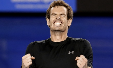 Andy Murray celebrates after defeating Tomas Berdych.