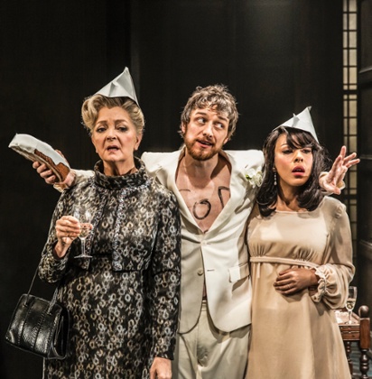 Serena Evans, James McAvoy and Kathryn Drysdale in The Ruling Class.