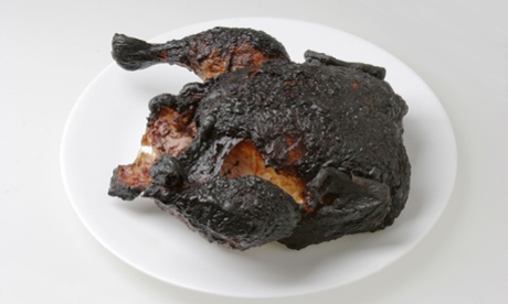 Charred burnt chicken