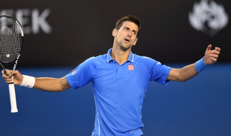 Djokovic of Serbia reacts.