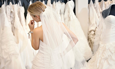 Woman choosing wedding dress
