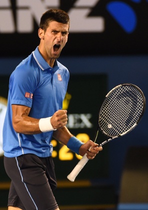 Novak Djokovic celebrates.