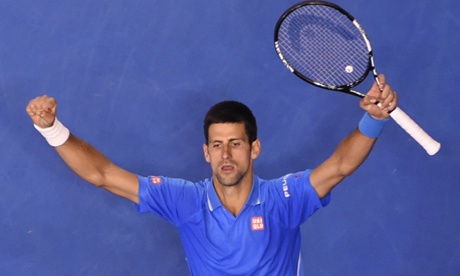 Serbia's Novak Djokovic celebrates after victory.