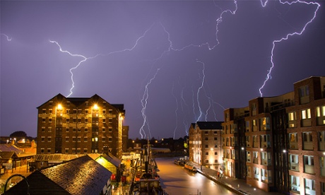 Lightning in the skies over Gloucester Docks.