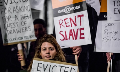 Activists gathered near Parliament to stage the End Revenge Evictions' protest