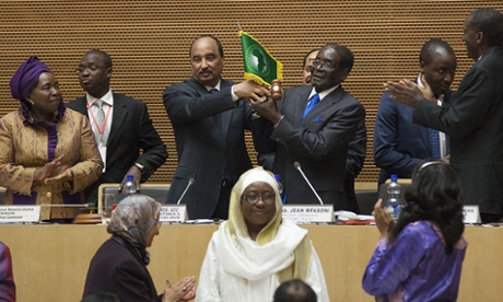 The Zimbabwean president Robert Mugabe has been sworn in as chairman of the African Union at a ceremony in Addis Ababa
