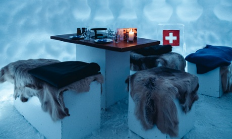 Inside a room of the Engstligenalp’s igloo restaurant 