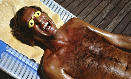 Roger Steffens's friend Richie Silverman, sunbathing in Los Angeles, 1979.