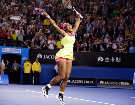 Serena Williams is jubilant after winning her sixth Australian Open title.