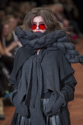 A model walks the catwalk for designer Ivan Grundahl during Copenhagen Fashion Week.
