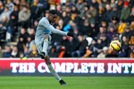 Sammy Ameobi powers in the second for Newcastle from distance.