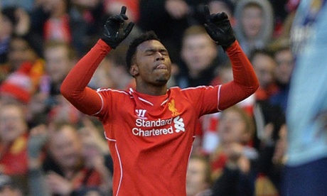 Liverpool's Daniel Sturridge celebrates after putting his team 2-0 up against West Ham.