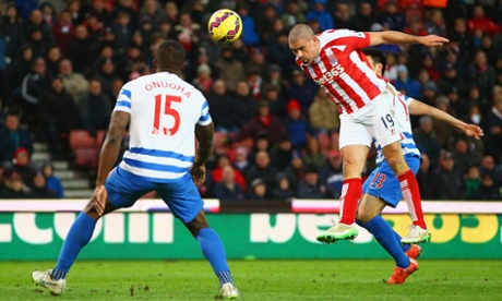 Jonathan Walters heads in their third goal for a perfect hattrick at the Britannia.