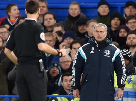Jose Mourinho remonstrates with referee Mark Clattenburg.
