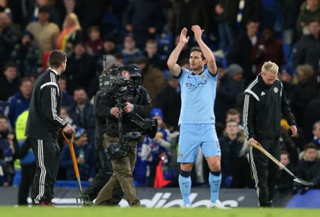 Frank Lampard applauds both sets of fans at the end of the match.