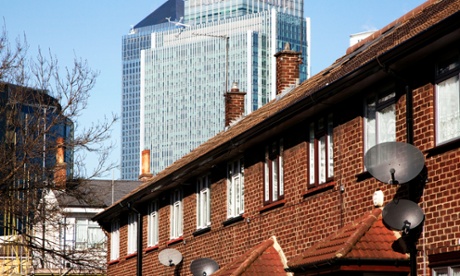 Canary Wharf skyline seen from Crossharbour in 2011.