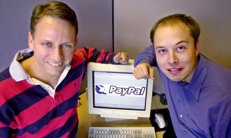 PayPal co-founders Peter Thiel, left, and Elon Musk in 2000.