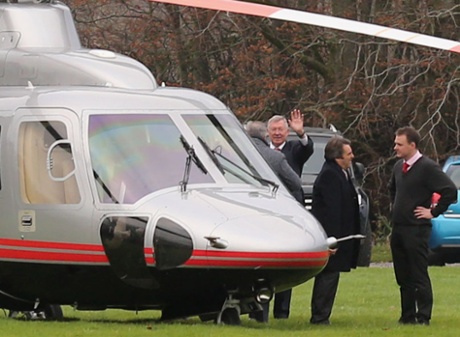 Sir Alex arrives in style.