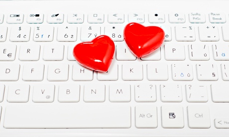 Two hearts on a computer keyboard