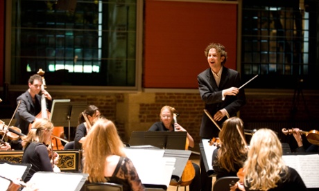 Conductor Nicholas Collon with the Aurora Orchestra