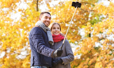 Couple with a selfie stick
