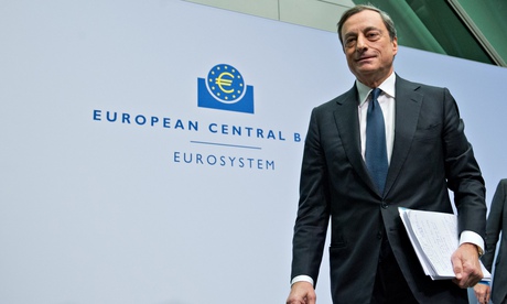 Mario Draghi after a press conference at the European Central Bank