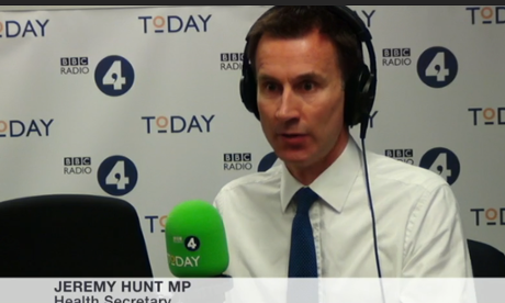 Jeremy Hunt being interviewed on Today