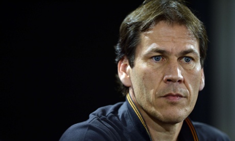 (FILES) - In this file picture French coach Rudi Garcia attends a press conference a day before the Champion's League group stage football match AS Roma vs Bayern Munich on October 20, 2014 at the Trigoria training ground in the outskirts of Rome. Roma coach Rudi Garcia said on December 17, 2014 he will fight 