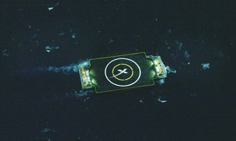 The spaceport ship heads to its hold position in the Atlantic to prepare for a rocket landing