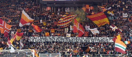 ROME, ITALY - NOVEMBER 04:  The fans of Roma  in action during the Serie A match between AS Roma and US Citta di Palermo at Stadio Olimpico on November 4, 2012 in Rome, Italy.  (Photo by Giuseppe Bellini/Getty Images)Club SoccerFootballSoccer