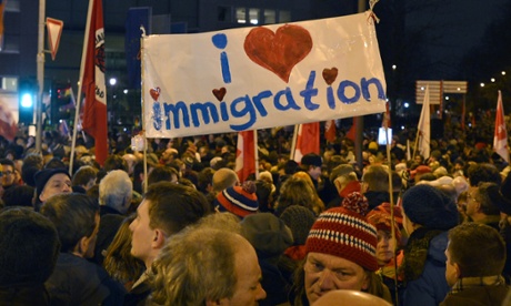 Thousands of people demonstrate against a rally called 'Patriotic Europeans against the Islamization of the West' (PEGIDA) in Cologne, Germany,