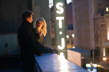 Edward Norton and Emma Stone on the St James theatre roof in Birdman.
