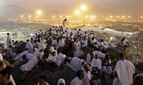 Muslim pilgrims near the holy city of Mecca
