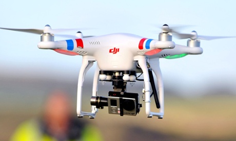 A remote-controlled drone with camera equipment.