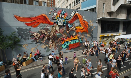 Art work in Nelson Street as part of the See No Evil Art festival in Bristol in 2012.