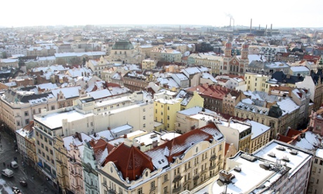 Thrills and pils … view over Pilsen from the tower of Saint Bartholomew Cathedral.