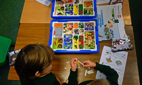 A year 1 maths class using Lego at Birchfield school.