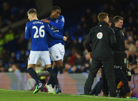 Injured Sylvain Distin is replaced by John Stones.