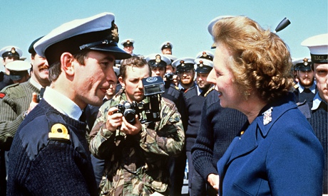 Margaret Thatcher visiting the Falkland Islands.