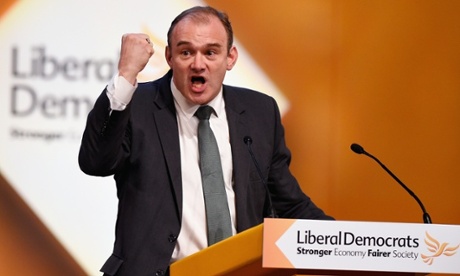 GLASGOW, SCOTLAND - OCTOBER 07: Liberal Democrat Energy Secretary Ed Davey addresses the Liberal Democrat Autumn conference on October 7, 2014 in Glasgow, Scotland. The energy secretary told the conference there will be a major tax cut for energy efficiency in the party's pre-manifesto. (Photo by Jeff J Mitchell/Getty Images) 