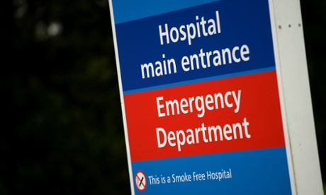 Signage for the Main Entrance and Emergency Department at a hospital.