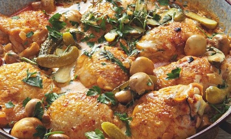 Yotam Ottolenghi's creamy chicken with mustard and gherkins