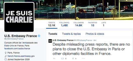 US embassy in France shows support.