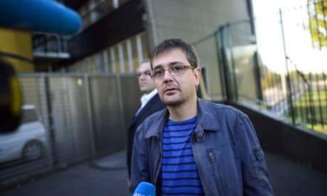 Stéphane Charbonnier speaking to journalists in 2012.