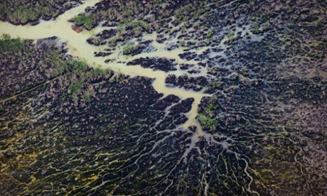 The impact of oil pollution in the Niger Delta's creeks seen from the air