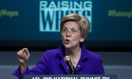 Elizabeth Warren speaks at the National Summit on Raising Wages at the University in Washington, DC.