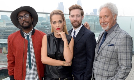 Rita Ora with her fellow judges on The Voice.