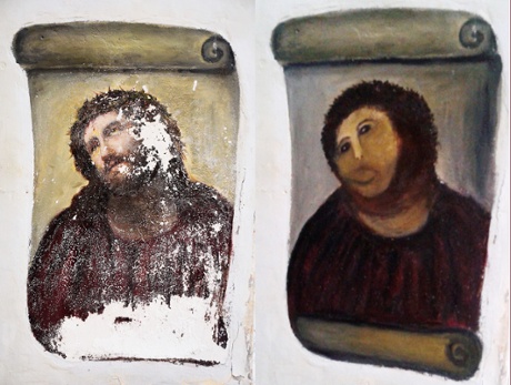 The original of Ecce Homo and Gimenez's restoration.
